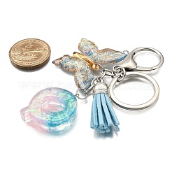 26Pcs Transparent Epoxy Resin & Transparent Acrylic & Faux Suede Tassel Keychain&nbsp;KEYC-JKC01202-17