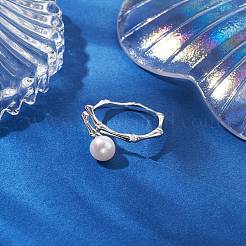 Round Natural Pearl Finger Rings&nbsp;RJEW-P113-11P