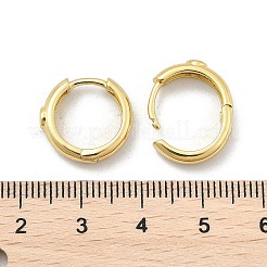 Flat Round Brass Micro Pave Clear Cubic Zirconia Hoop Earrings&nbsp;EJEW-D311-100G