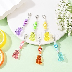 12Pcs 6 Style Acrylic & Alloy Enamel Bear Pendant Decorations&nbsp;HJEW-YW00172