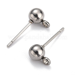 Non-Tarnish 304 Stainless Steel Ball Post Stud Earring Findings&nbsp;X-STAS-Z035-01P-D