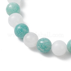 Natural Amazonite & White Jade Beaded Stretch Bracelets for Women&nbsp;BJEW-JB13369