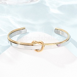 Duo Tone 304 Stainless Steel Knot Open Cuff Bangles for Women&nbsp;SA-CBA2192-05GP-02