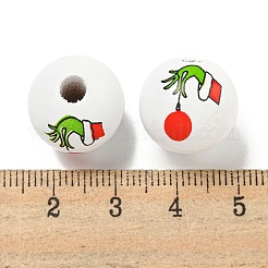 Printed Wood European Beads&nbsp;WOOD-G022-05A