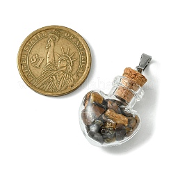 7Pcs 7 Styles Natural & Synthetic Mixed Stone Chip Heart Glass Wishing Bottle Pendants&nbsp;PALLOY-JF02502