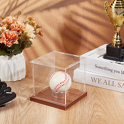 1 Set Square Acrylic Dust-Proof Display Boxes with Wooden Base&nbsp;AJEW-OC0013-56A