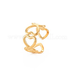 Ion Plating(IP) 304 Stainless Steel Open Heart Wrap Cuff Ring for Women&nbsp;RJEW-S405-170G
