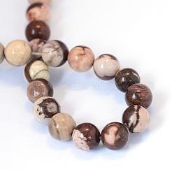 Natural Zebra Jasper Round Bead Strands&nbsp;G-E334-8mm-12