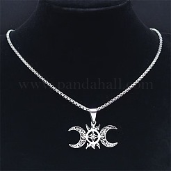 Hollow Out Moon Goddess 201 Stainless Steel Pendant Necklaces for Women&nbsp;FS-WGF6F96-01