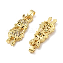 Girl Brass Micro Pave Cubic Zirconia Pendants&nbsp;KK-M325-15B-G