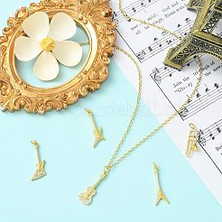 5Pcs 5 Styles Musical Instruments Theme Rack Plating Brass Clear Cubic Zirconia Pendants&nbsp;KK-CJ0005-93