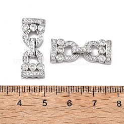 Brass Micro Pave Clear Cubic Zirconia Fold Over Clasps&nbsp;KK-P291-16P-1
