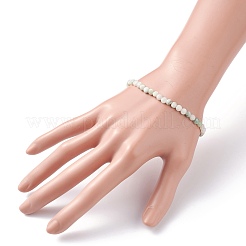 Natural Myanmar Jade/Burmese Jade Faceted Nugget Beads Stretch Bracelet&nbsp;BJEW-JB07217-01