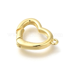 Rack Plating Heart Brass Spring Gate Rings&nbsp;KK-Z086-53G-03