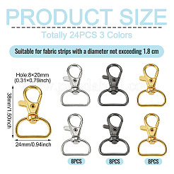 24Pcs 3 Colors Zinc Alloy Swivel D Ring Lobster Claw Clasps&nbsp;FIND-TADJ0001-09