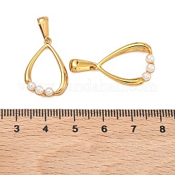 Hollow 304 Stainless Steel & ABS Plastic Imitation Pearl Pendants&nbsp;STAS-C172-15G