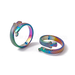 Ion Plating(IP) 304 Stainless Steel Ring Arowana Fish Wrap Open Cuff Ring for Women&nbsp;RJEW-C045-21M