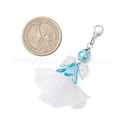 Angel Acrylic & Glass & Polyester Pleated Ribbon Pendant Decorations&nbsp;HJEW-JM03542