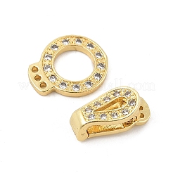 Brass Micro Pave Clear Cubic Zirconia Fold Over Clasps&nbsp;KK-P299-07G