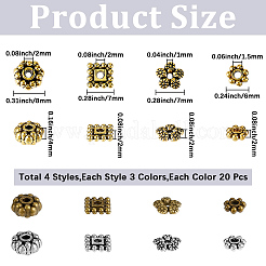240Pcs 12 Styles Tibetan Style Alloy Spacer Beads&nbsp;TIBE-SC0002-59A