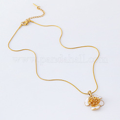 3Pcs Vintage Stainless Steel White Enamel Flower Pendant Necklaces for Women&nbsp;PZ9559