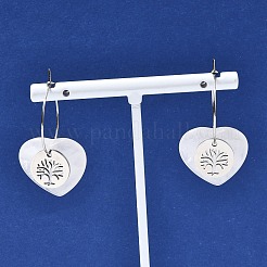 Natural Quartz Crystal & 304 Stainless Steel Hoop Earrings for Women&nbsp;EJEW-G475-05P-02