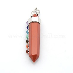 Yoga Chakra Jewelry Platinum Plated Brass Gemstone Double Terminated Pointed Big Pendants&nbsp;LS-G-P053-19H