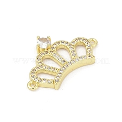 Brass Clear Cubic Zirconia Crown Connector Charms&nbsp;KK-D317-146G