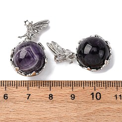 Natural Amethyst Round Pendants&nbsp;G-G207-01P-07