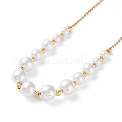 Plastic Pearl Graduated Beaded Necklace&nbsp;NJEW-F317-02G