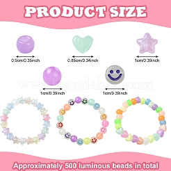 500Pcs 5 Styles Luminous Acrylic Beads&nbsp;LACR-YW0001-05
