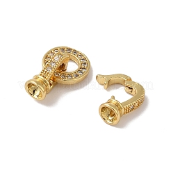 Rack Plating Brass Micro Pave Clear Cubic Zirconia Fold Over Clasps&nbsp;KK-A222-04C-G