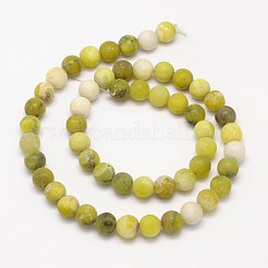 Frosted Round Natural Olive Jade Beads Strands&nbsp;G-N0166-51-10mm