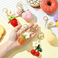 1 Set 5 Colors Creative Hand Woven Fruit Keychains&nbsp;ST-CJ0028-06