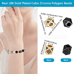 10Pcs 2 Colors Brass Micro Pave Cubic Zirconia Beads&nbsp;ZIRC-BBC0003-21B
