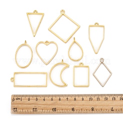 Rack Plating Alloy Open Back Bezel Pendants&nbsp;PALLOY-X0037-02G