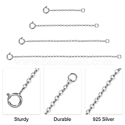 Anti-Tarnish 4Pcs 4 Styles Sterling Silver Cable Chain Extender&nbsp;STER-GL0001-03