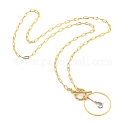 Teardrop Transparent Glass Pendant Necklaces&nbsp;NJEW-JN03038-03