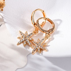 Brass Micro Pave Clear Cubic Zirconia Leverback Earrings&nbsp;EJEW-K300-52G
