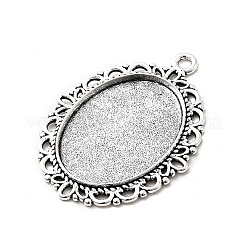 Tibetan Style Oval Alloy Pendant Cabochon Settings&nbsp;TIBEP-Q054-44AS-RS