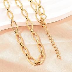 304 Stainless Steel Cross Link Chain Bracelet & Necklace Jewelry Sets&nbsp;SJEW-L199-07G