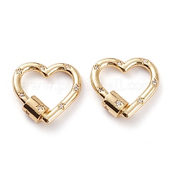 Brass Micro Pave Clear Cubic Zirconia Screw Carabiner Lock&nbsp;KK-C100-45G-G