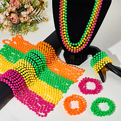 4Pcs 4 Colors 7MM Plastic Ball Chain Neckklaces&nbsp;NJEW-WH0020-76