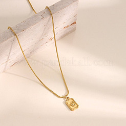 304 Stainless Steel Rectangle with Butterfly Pendant Round Snake Chain Necklaces for Women&nbsp;WG3CF6B-01