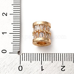 Brass Micro Pave Clear Cubic Zirconia European Beads&nbsp;KK-D378-23G