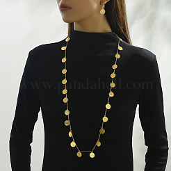 Vintage Brass Coin Charms Necklaces & Earrings Sets for Women&nbsp;UG1537