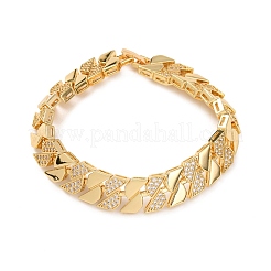 Geometric Brass Micro Pave Clear Cubic Zirconia Link Chain Bracelets for Women&nbsp;BJEW-F530-05G