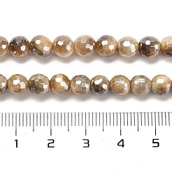 Electroplated Natural Tiger Eye Round Beads Strands&nbsp;G-L598-A04-01
