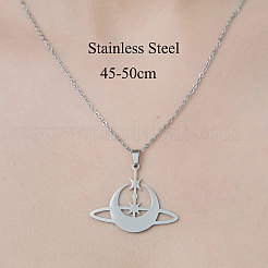 Non-Tarnish 201 Stainless Steel Planet Pendant Necklace&nbsp;NJEW-OY002-30