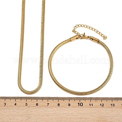 304 Stainless Steel Round Snake Chain Necklaces & Bracelets Sets for Men Women&nbsp;SJEW-F225-01G